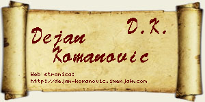 Dejan Komanović vizit kartica